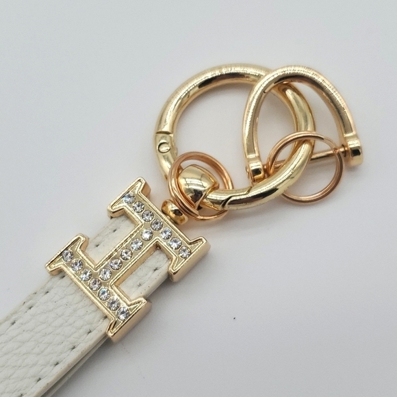 H Leather Key Chain. White - NEW - - Picture 5 of 8